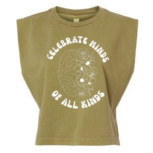 Celebrate Minds Of All Kinds Floral Brain Garment-Dyed Women's Muscle Tee