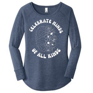 Celebrate Minds Of All Kinds Floral Brain Women's Perfect Tri Tunic Long Sleeve Shirt