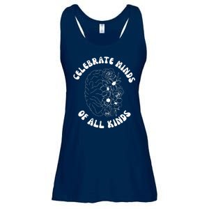 Celebrate Minds Of All Kinds Floral Brain Ladies Essential Flowy Tank