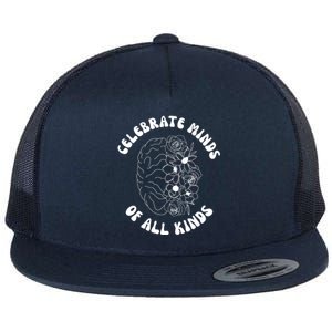 Celebrate Minds Of All Kinds Floral Brain Flat Bill Trucker Hat