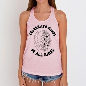 Celebrate Minds Of All Kinds Floral Brain Women's Knotted Racerback Tank