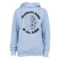 Celebrate Minds Of All Kinds Floral Brain Womens Funnel Neck Pullover Hood