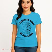 Celebrate Minds Of All Kinds Floral Brain Womens T-Shirt