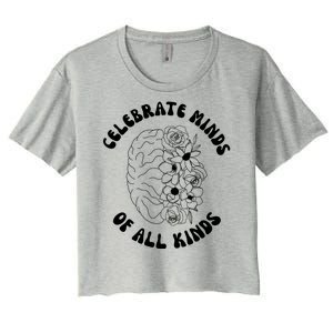 Celebrate Minds Of All Kinds Floral Brain Women's Crop Top Tee