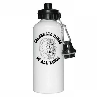 Celebrate Minds Of All Kinds Floral Brain Aluminum Water Bottle 