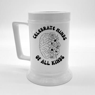 Celebrate Minds Of All Kinds Floral Brain Beer Stein