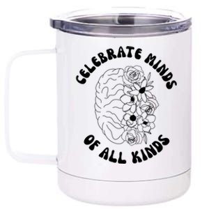 Celebrate Minds Of All Kinds Floral Brain 12 oz Stainless Steel Tumbler Cup