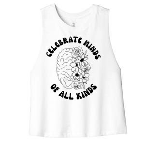 Celebrate Minds Of All Kinds Floral Brain Women's Racerback Cropped Tank