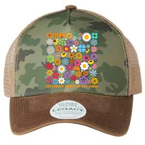 Celebrate Minds Of All Kinds Flowers Neurodiversity Autism Legacy Tie Dye Trucker Hat