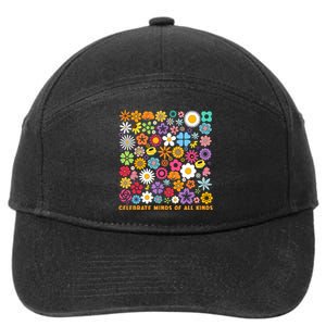 Celebrate Minds Of All Kinds Flowers Neurodiversity Autism 7-Panel Snapback Hat