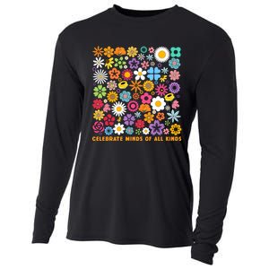 Celebrate Minds Of All Kinds Flowers Neurodiversity Autism Cooling Performance Long Sleeve Crew