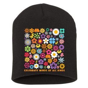 Celebrate Minds Of All Kinds Flowers Neurodiversity Autism Short Acrylic Beanie