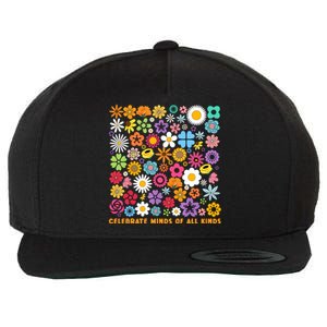 Celebrate Minds Of All Kinds Flowers Neurodiversity Autism Wool Snapback Cap