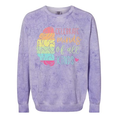 Celebrate Minds Of All Kinds Neurodiversity Autism Awareness Colorblast Crewneck Sweatshirt