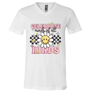 Celebrate Minds Of All Kinds Neurodiversity Autism V-Neck T-Shirt