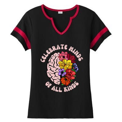 Celebrate Minds Of All Kinds Neurodiversity Autism Awareness Ladies Halftime Notch Neck Tee