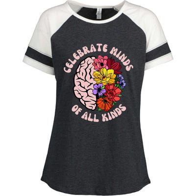 Celebrate Minds Of All Kinds Neurodiversity Autism Awareness Enza Ladies Jersey Colorblock Tee