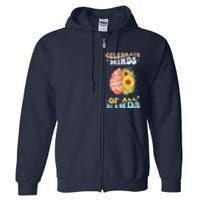 Celebrate Minds Of All Kinds Neurodiversity Autism Awareness Full Zip Hoodie