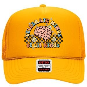 Celebrate Minds Of All Kinds Neurodiversity Autism High Crown Mesh Back Trucker Hat