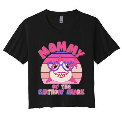 Cute Mommy Of The Birthday Shark Crop Top