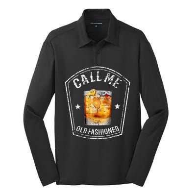 Call Me Old Fashioned Whiskey Funny Bourbon Silk Touch Performance Long Sleeve Polo