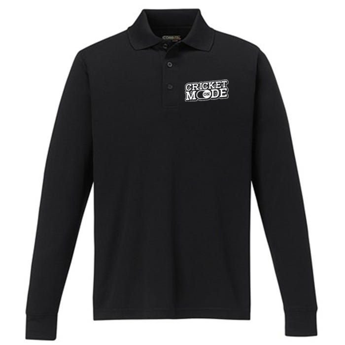 Cricket Mode On Cricket Player Cricketer Performance Long Sleeve Polo