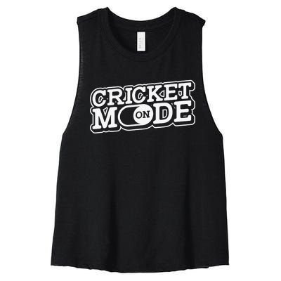 Cricket Mode On Cricket Player Cricketer Women's Racerback Cropped Tank