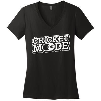 Cricket Mode On Cricket Player Cricketer Women's V-Neck T-Shirt