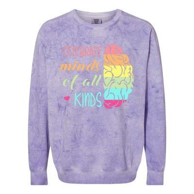 Celebrate Minds Of All Kinds Neurodiversity Autism Awareness Colorblast Crewneck Sweatshirt