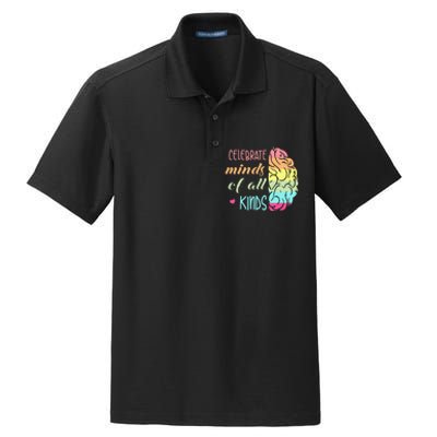 Celebrate Minds Of All Kinds Neurodiversity Autism Awareness Dry Zone Grid Polo