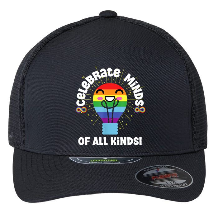 Celebrate Minds Of All Kinds Red Instead Autism Flexfit Unipanel Trucker Cap