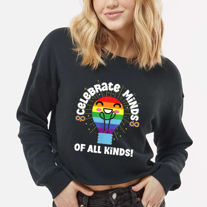 Celebrate Minds Of All Kinds Red Instead Autism Cropped Pullover Crew