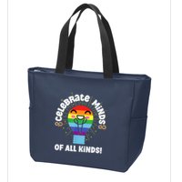 Celebrate Minds Of All Kinds Red Instead Autism Zip Tote Bag