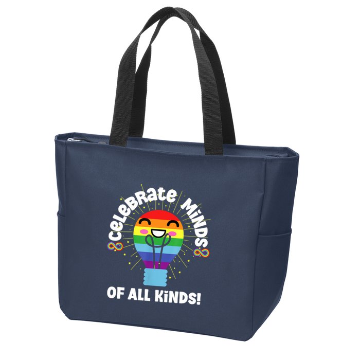 Celebrate Minds Of All Kinds Red Instead Autism Zip Tote Bag