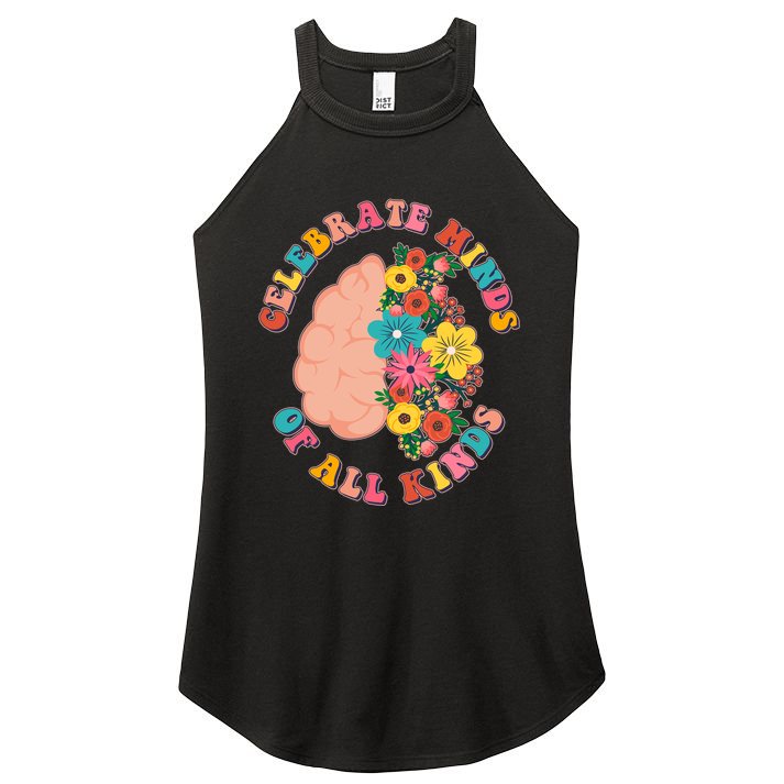 Celebrate Minds Of All Kinds Flowers Be Kind The Mind Women's Perfect Tri Rocker Tank