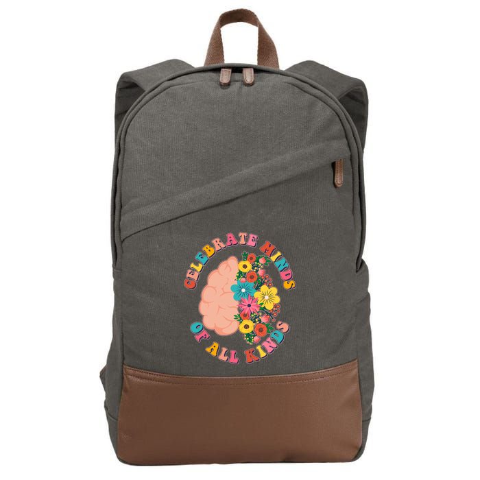 Celebrate Minds Of All Kinds Flowers Be Kind The Mind Cotton Canvas Backpack