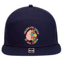 Celebrate Minds Of All Kinds Flowers Be Kind The Mind 7 Panel Mesh Trucker Snapback Hat