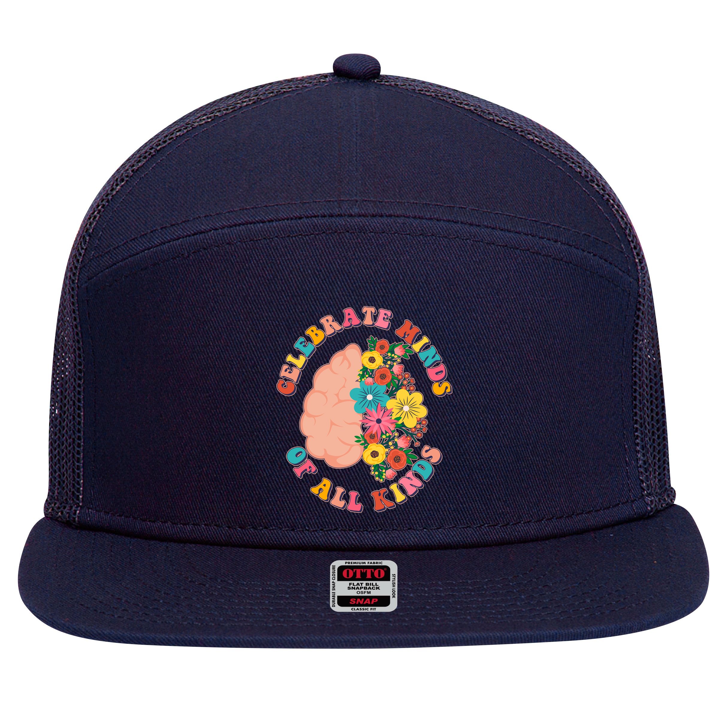Celebrate Minds Of All Kinds Flowers Be Kind The Mind 7 Panel Mesh Trucker Snapback Hat