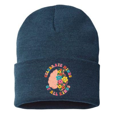Celebrate Minds Of All Kinds Flowers Be Kind The Mind Sustainable Knit Beanie