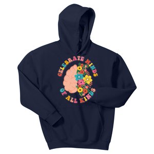 Celebrate Minds Of All Kinds Flowers Be Kind The Mind Kids Hoodie