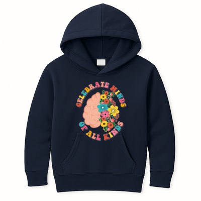 Celebrate Minds Of All Kinds Flowers Be Kind The Mind Kids Hoodie