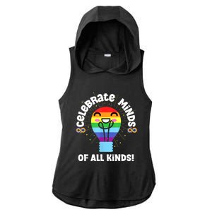 Celebrate Minds Of All Kinds Red Instead Autism Ladies PosiCharge Tri-Blend Wicking Draft Hoodie Tank