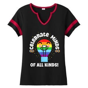 Celebrate Minds Of All Kinds Red Instead Autism Ladies Halftime Notch Neck Tee