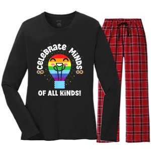 Celebrate Minds Of All Kinds Red Instead Autism Women's Long Sleeve Flannel Pajama Set 