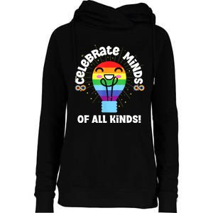 Celebrate Minds Of All Kinds Red Instead Autism Womens Funnel Neck Pullover Hood