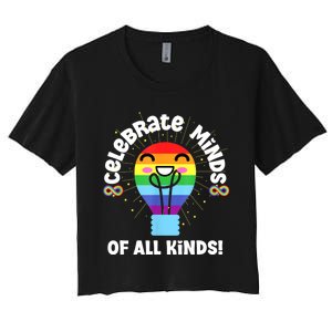 Celebrate Minds Of All Kinds Red Instead Autism Women's Crop Top Tee