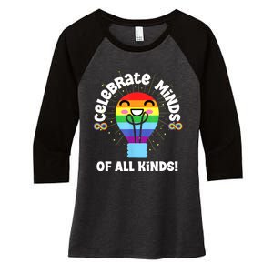 Celebrate Minds Of All Kinds Red Instead Autism Women's Tri-Blend 3/4-Sleeve Raglan Shirt