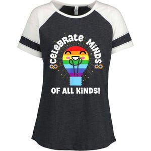 Celebrate Minds Of All Kinds Red Instead Autism Enza Ladies Jersey Colorblock Tee