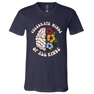 Celebrate Minds Of All Kinds Autism Awareness V-Neck T-Shirt