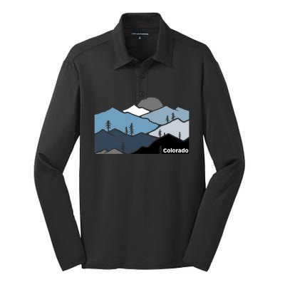 Colorado Mountain Outdoor Retro Landscape Funny Gift Silk Touch Performance Long Sleeve Polo